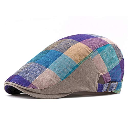 Adantico Herren Damen Check Pattern Schirmmützen Flat Cap (Dunkel Blau) von Adantico