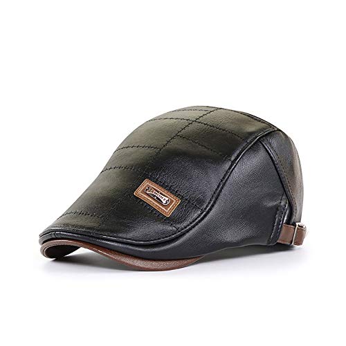 Adantico Herren PU Wintermütze Schirmmützen Schiebermütze Beret Cap (Schwarz) von Adantico