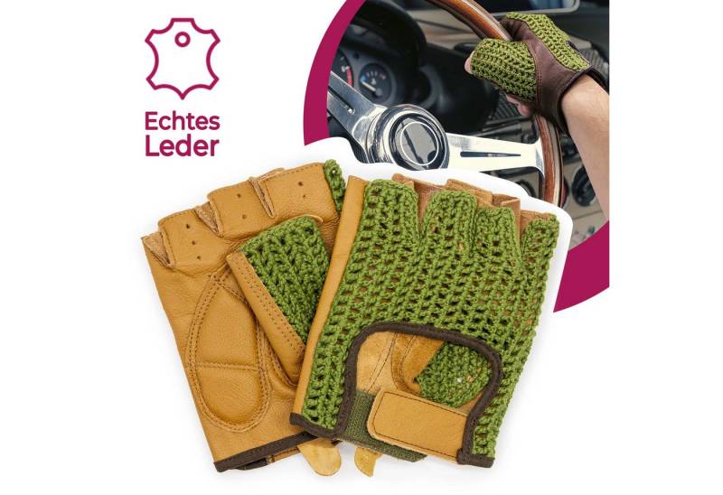 Adapter Universe Lederhandschuhe Autofahrer Handschuhe Retro Vintage Leder Fingerlose Fahrerhandschuhe von Adapter Universe