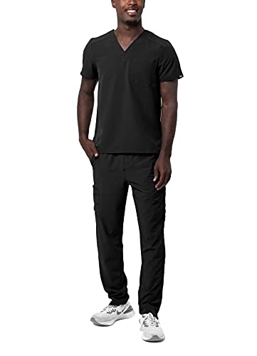 Adar Addition Go-Basic Scrub Set for Men - Classic V-Neck Scrub Top & Cargo Scrub Pants - A9300 - Black - L von Adar Uniforms