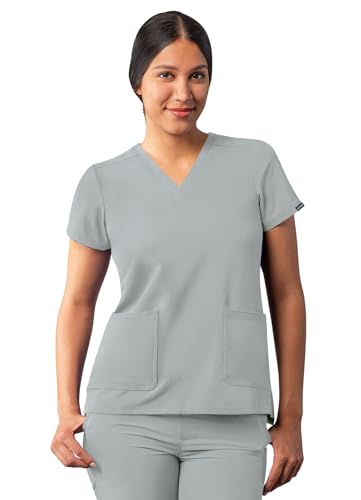 Adar Additon Schrubben Für Frauen - Moderne V-Hals Schrubben Top - A6008 - Silber Grau - XXS von Adar Uniforms