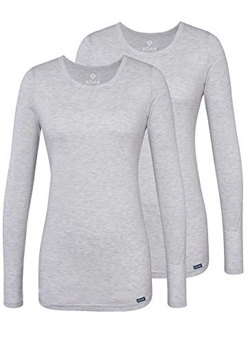 Adar Damen Untershirt 2er-Pack - Langärmeliges Komfort T-Shirt - 2902 - Marl Gray - 2X von Adar Uniforms