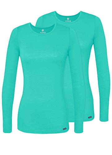 Adar Damen Untershirt 2er-Pack - Langärmeliges Komfort T-Shirt - 2902 - Sea Glass - XL von Adar Uniforms