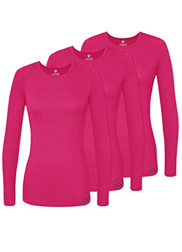 Adar Damen Untershirt 3er Pack - Langärmeliges Komfort T-Shirt - 2903 - Fuchsia - L von Adar Uniforms