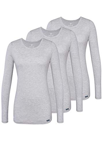 Adar Damen Untershirt 3er Pack - Langärmeliges Komfort T-Shirt - 2903 - Marl Gray - 2X von Adar Uniforms