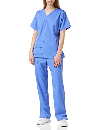 Adar Medizinische Uniform für Damen - V-Ausschnitt Top/Hose mit vielen Taschen - 4400 - Ceil Blue - S von Adar Uniforms