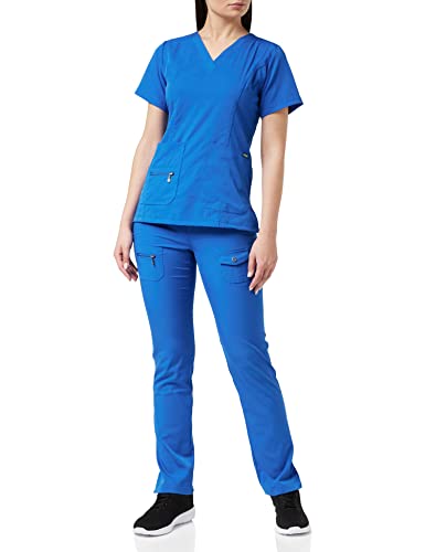 Adar Medizinische Uniform für Damen - V-Ausschnitt Top/Hose mit vielen Taschen - 4400 - Royal Blue - S von Adar Uniforms