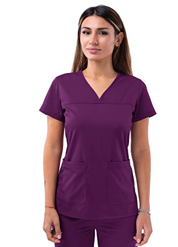 Adar Pro Damen Kittel - Medizinisches Top mit Herz V-Ausschnitt - P4210 - Eggplant - XS von Adar Uniforms