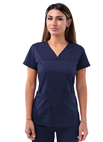 Adar Pro Damen Kittel - Medizinisches Top mit Herz V-Ausschnitt - P4210 - Navy - M von Adar Uniforms