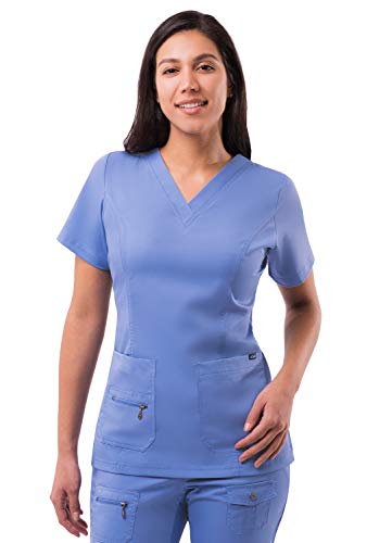 Adar Pro Damen Kittel - Medizinisches Top mit erhöhtem V-Ausschnitt - P4212 - Ceil Blue - 2X von Adar Uniforms