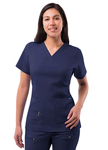 Adar Pro Damen Kittel - Medizinisches Top mit erhöhtem V-Ausschnitt - P4212 - Navy - M von Adar Uniforms