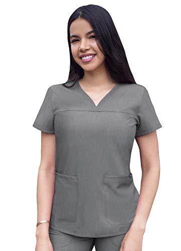 Adar Pro heidekraut Damen Kittel - Medizinisches Top mit Herz V-Ausschnitt - P4210H - Heather Grey - 2X von Adar Uniforms