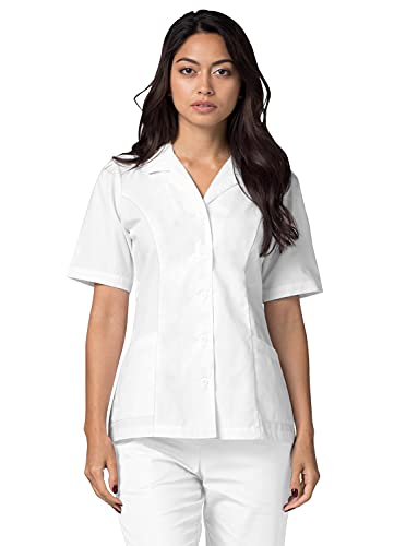 Adar Universal Damen Pflegebekleidung - Top mit Reverskragen und Knopfleiste - 2629 - White - XL von Adar Uniforms
