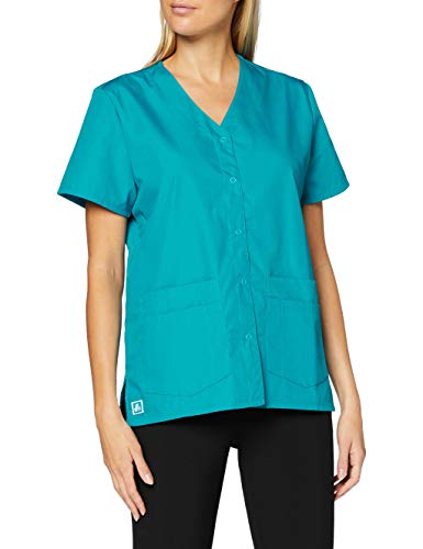 Adar Universal Damen Pflegebekleidung - Top mit Schnappverschluss vorne - 604 - Teal Blue - M von Adar Uniforms