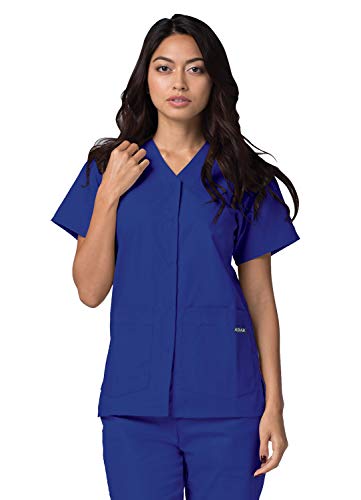 Adar Universal Damen Pflegebekleidung - Top mit Schnappverschluss vorne - 604 - Royal Blue - M von Adar Uniforms