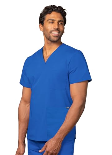 Adar Universal Unisex Pflegebekleidung - Medizinische Tunika mit V-Ausschnitt - 601 - Regal Blue - S von Adar Uniforms