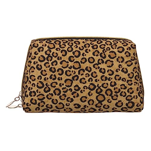 Adasomu Make-up-Tasche aus Leder mit wildem Leopardenmuster, tragbar, vielseitig, mit Reißverschluss, Reise-Kosmetik-Organizer für Damen/Mädchen, Wilder Leoparden-Tier, Einheitsgröße von Adasomu