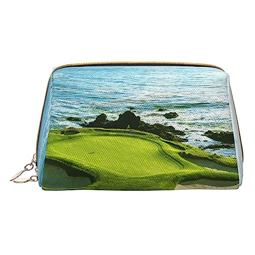 Adasomu Make-up-Tasche für Golfplatz, Leder, tragbar, vielseitig, mit Reißverschluss, Reise-Kosmetik-Organizer für Damen/Mädchen, Strand-Golfplatz, Einheitsgröße von Adasomu