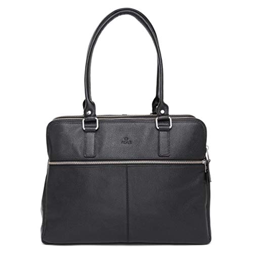 Adax Stylish Elegant Echtleder Handtasche Umhängetasche Damen, Schwarze Moderne Mittelgroß 14" Desigual Schultertasche für Schule, Arbeit und Tagesausflüge - Gerda von Adax