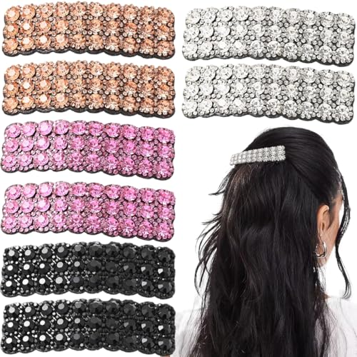 Haarspangen mit Strasssteinen, glänzend, schwarz, rechteckig, glitzernd, französische Kristalle, glitzernd, Haar-Accessoires für Party, Hochzeit, Alltag, Frauen und Mädchen, Haardekorativ, 8 Stück Haarspangen mit Strasssteinen, glänzend, schwarz, rechteckig, glitzernd, französische Kristalle, glitzernd, Haar-Accessoires für Party, Hochzeit, Alltag, Frauen und Mädchen, Haardekorativ, 8 Stück von AddLotLot