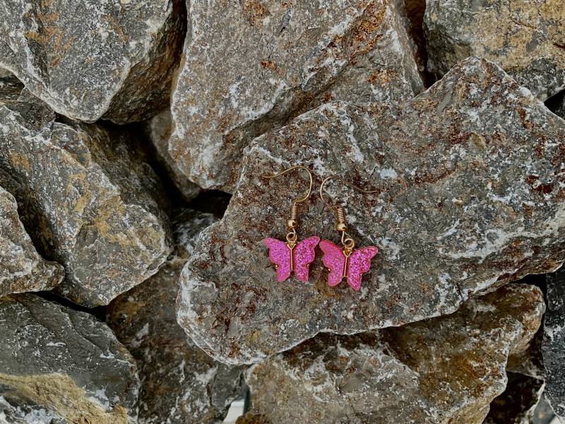 Pink Butterfly Ohringe/Selber Hergestellt Mit Liebe Und Mühe Weihnachtsgeschenk von AddedSparkel