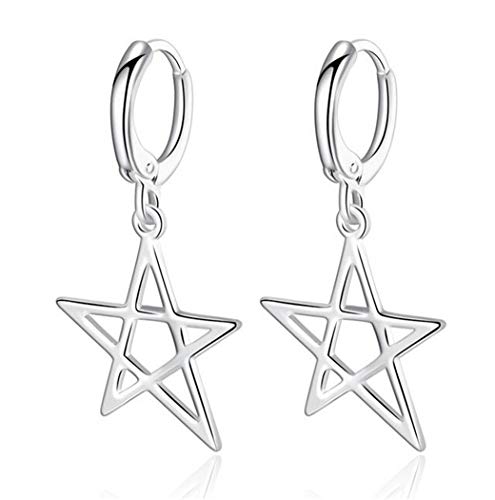 Addfect Creolen Damen Silber 925 Creolen Anhänger Hohl Pentagramm Quasten Creolen Hypoallergen Ohrringe Geschenk für Mädchen Frauen von Addfect