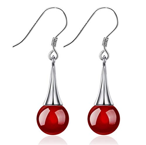 Addfect Damen Lang Quasten Ohrhänger Silber 925 Ohrhänger mit Schwarz Rot Steine Wassertropfen Ohrringe Allergiefrei Ohrschmuck für Frauen Mädchen (Rot) von Addfect