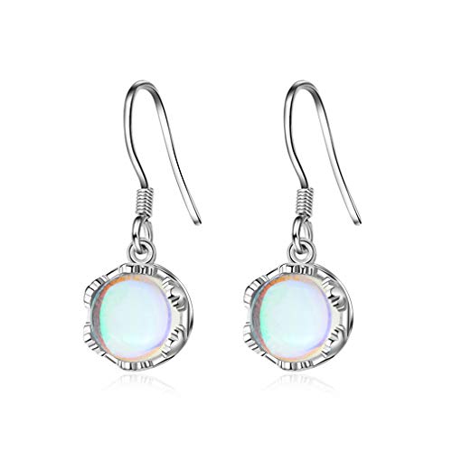 Addfect Damen Mädchen Ohrhänger Silber 925 mit Künstlicher Mondstein Glitzer,Einfach Ohrringe Hypoallergen,für Geburtstag Valentines Tag Geschenk von Addfect