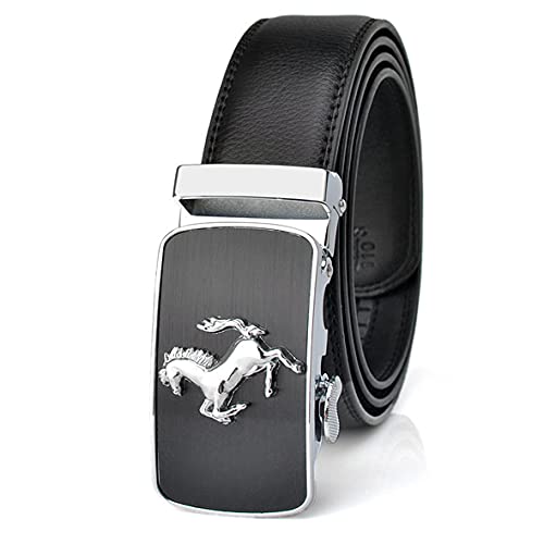 Addfect Gürtel Herren Ratsche Automatik Echt Leder Gürtel Herren Automatikschnalle Ledergürtel Business Anzug und Freizeit Gürtel für Männer Schwarz Braun Breite 3.5cm (Silber-schwarz, W35/L115) von Addfect