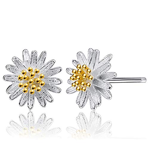 Addfect Klein Gänseblümchen Damen-Ohrstecker Silber 925,Einfach Gold Sonnenblume Ohrringe Geschenk für Frauen Mädchen von Addfect