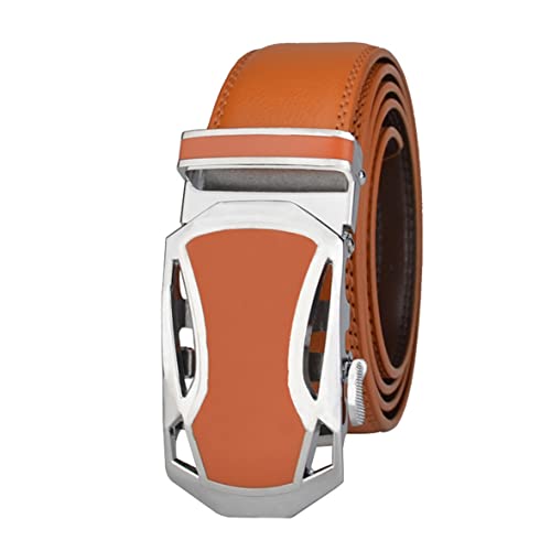 Addfect Ledergürtel Herren Anzug Automatikschnalle Echtleder Herren Gürtel Ratsche Automatik Schnalle Ledergürtel für Männer Haltbarer Gürtel Schwarz Braun Gürtel,Breite 3.5cm (Orange, W3.5/L110) von Addfect