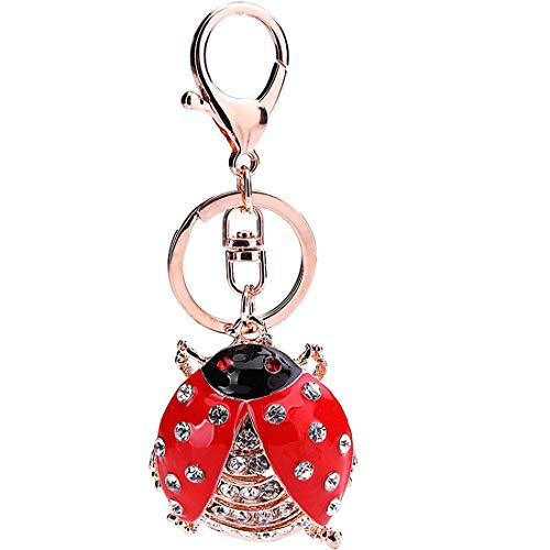 Addfect Schlüsselanhänger Schöne Käfer Metall Anhänger mit Glitzer Strass,Creative Bombel Schlüsselbund Auto Schlüsselring Tasche Keychain Dekor für Paar Geschenk,Legierung 11×4.5 cm von Addfect