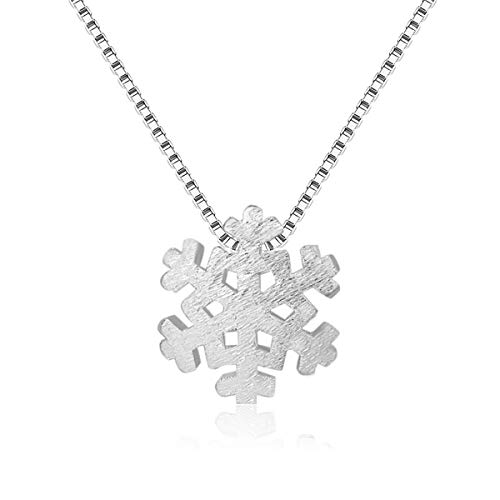 Kette Damen Schneeflocke Halskette 925er Silber Anhänger Schmuck Gebürstetes Finish 45CM Kettenlänge Verstellbar Geschenk für Damen von Addfect