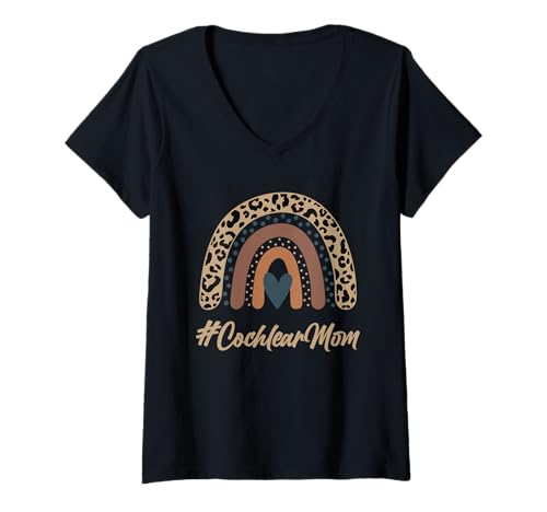 Damen Cochlear Mom Boho Rainbow Gehörlose, stolz auf Hörgeschädigte T-Shirt mit V-Ausschnitt Damen Cochlear Mom Boho Rainbow Gehörlose, stolz auf Hörgeschädigte T-Shirt mit V-Ausschnitt von Addictive Designs DHH Merch