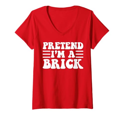 Damen Pretend I'm a Brick - Unique Funny Halloween Costume T-Shirt mit V-Ausschnitt von Addictive Designs Funny Halloween Costumes