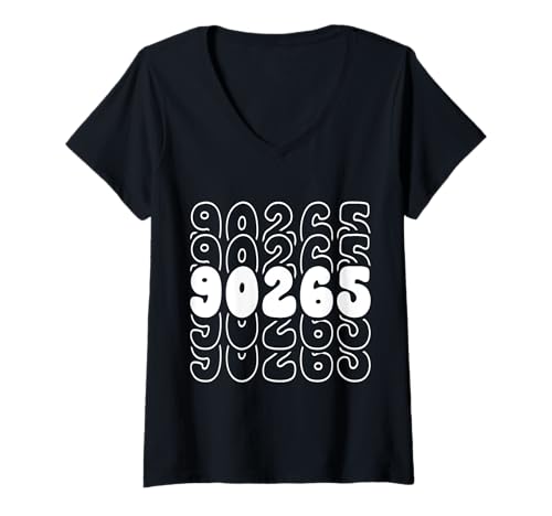 Damen Malibu 90265 California CA PLZ T-Shirt mit V-Ausschnitt Damen Malibu 90265 California CA PLZ T-Shirt mit V-Ausschnitt von Addictive Designs Local Merch