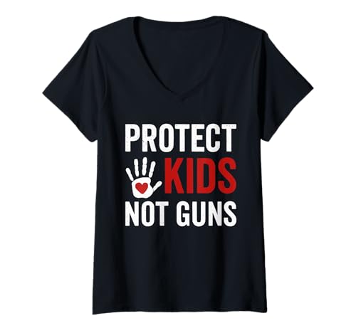 Damen Protect Kids Not Guns Anti Gun Violence T-Shirt mit V-Ausschnitt Damen Protect Kids Not Guns Anti Gun Violence T-Shirt mit V-Ausschnitt von Addictive Designs Merch