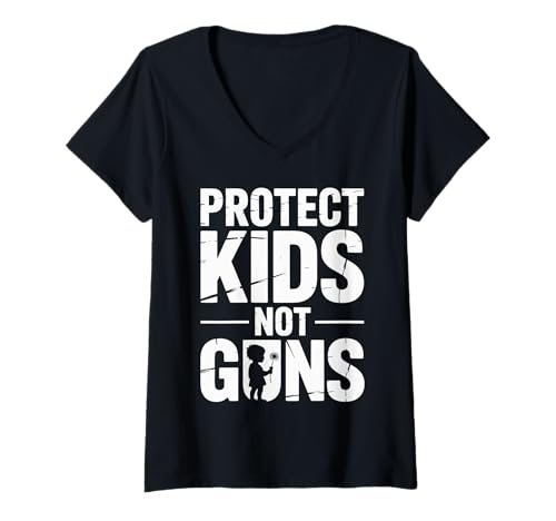 Damen Protect Kids Not Guns Anti Gun Violence T-Shirt mit V-Ausschnitt Damen Protect Kids Not Guns Anti Gun Violence T-Shirt mit V-Ausschnitt von Addictive Designs Merch