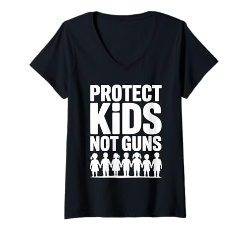 Damen Protect Kids Not Guns Anti Gun Violence T-Shirt mit V-Ausschnitt Damen Protect Kids Not Guns Anti Gun Violence T-Shirt mit V-Ausschnitt von Addictive Designs Merch