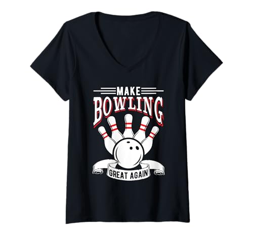 Damen Machen Sie Bowling wieder großartig, lustiger Bowler T-Shirt mit V-Ausschnitt Damen Machen Sie Bowling wieder großartig, lustiger Bowler T-Shirt mit V-Ausschnitt von Addictive Designs Sports Merch