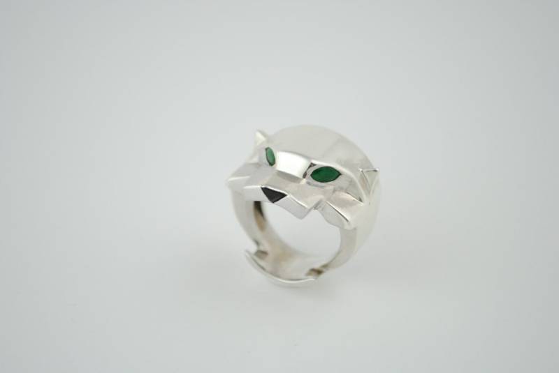 Panther Ring, Silber Custom Anpassbarer Smaragdring, Und Steine, Massives von Addjoyas