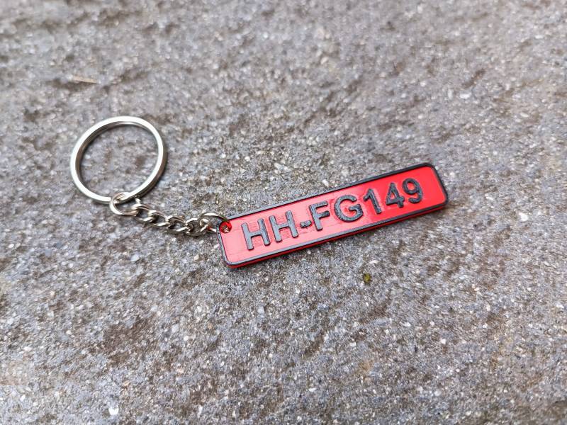 Numberplate Keychain | 3D Printed Individuell Personalisierbar Mehrfarbig Schlüsselanhänger Perfektes Geschenk von Addpencil
