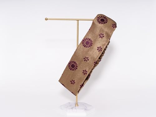 Ade'Soie - schickes Damen-Haarband aus Seide Brokat und Metalldraht, elastischer Haarreif mit Blumenmotiven für elegante Frisuren, handgefertigt in Frankreich (Violett Gold, TU) von Ade'Soie