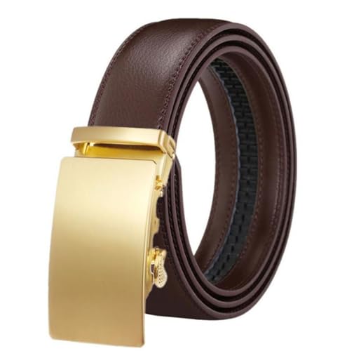 Adefeect Herren Gürtel Echtleder Ratsche Automatik Gürtel,Business Anzug Freizeit Gürtel für Männer mit Automatik Schnalle,Breite 3.5cm (Kaffee, Länge 115CM) von Adefeect