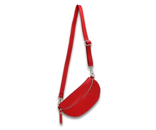 ADEL Bauchtasche für Damen SANDY Handgemachte Umhängetasche Echtleder Crossbody Bag mit Stilvollem Verstellbarem Ledergurt Stylische Schultertasche Made in Italy Tasche (Rot) von Adel Bags