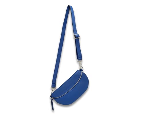 ADEL Bauchtasche für Damen SANDY Handgemachte Umhängetasche Echtleder Crossbody Bag mit Stilvollem Verstellbarem Ledergurt Stylische Schultertasche Made in Italy Tasche (Royalblau) von Adel Bags