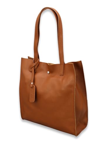 ADEL Shopper Tasche Damen Echtleder Tote Bag BENITA Handtasche Damen Handgemachte Schultertasche Henkeltasche mit Herausnehmbarem Innenfach Stylische Damenhandtasche Umhängetasche Made in Italy von Adel Bags