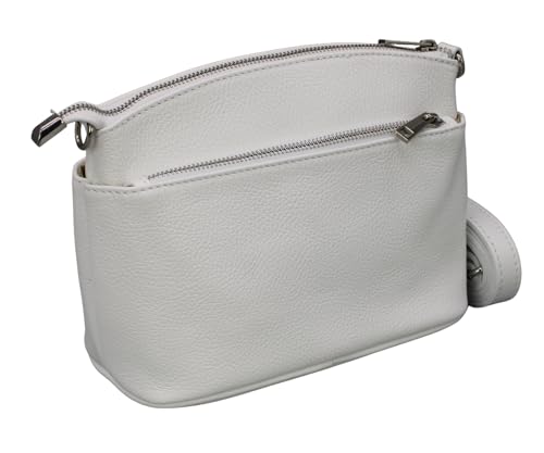 ADEL Umhängetasche Damen Echtes Leder NIRA Handgemachte Crossbody Bag 5 Fächer Wasserdichte Schultertasche mit Verstellbarem Ledergurt Made in Italy (Weiß) von Adel Bags
