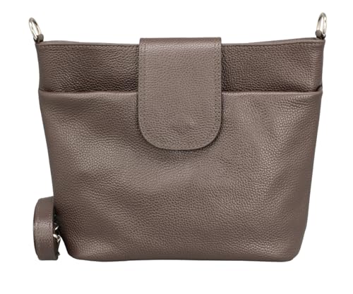 ADEL Umhängetasche Damen Echtes Leder SARA Handgemachte Crossbody Bag 6 Fächer Wasserdichte Schultertasche mit Verstellbarem Ledergurt Made in Italy (Dunkelbraun) von Adel Bags