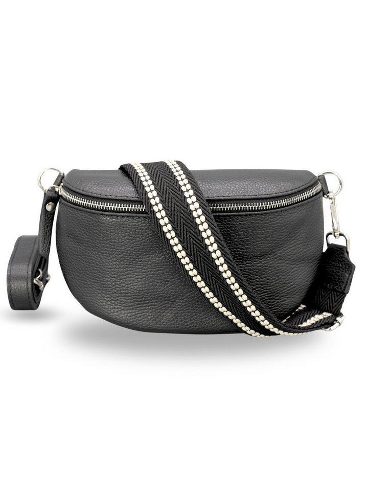 Adel Bags Gürteltasche Bauchtasche Damen Leder Schwarz, Umhängetasche, Echtes Leder, hergestellt in Italien, mit 2 Riemen von Adel Bags